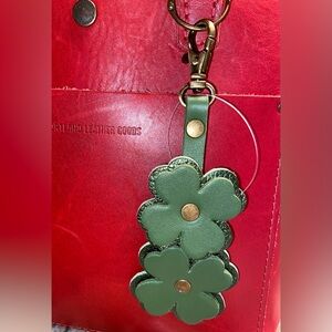 Portland Leather Four-Leaf Clover Bag Charm with Gold Hardware Bag Flair - NEW